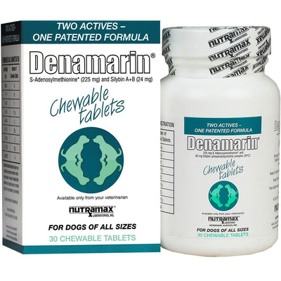 Nutramax Denamarin masticable de 30 tabletas para perros, 225 mg SAMe + silibina