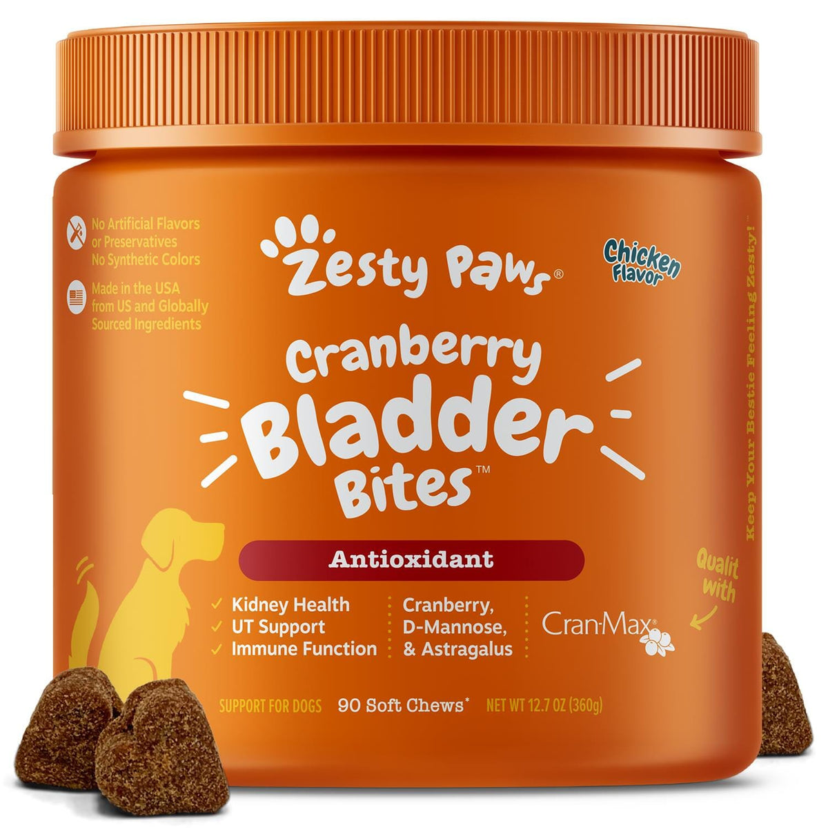 Zesty Paws Urinary Tract Bites sabor Pollo, 90 masticables
